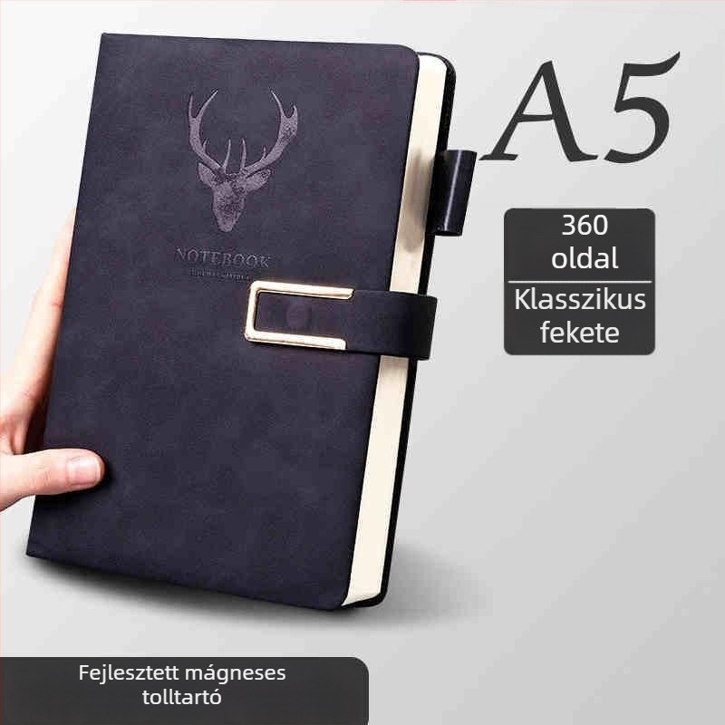 A5-ös notesz mesterséges bőr borítással, francia kötés, Dowling papír 80 g, 200–300 oldal