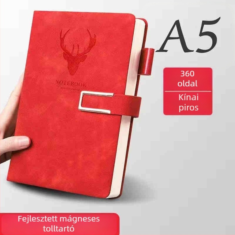 A5-ös notesz mesterséges bőr borítással, francia kötés, Dowling papír 80 g, 200–300 oldal