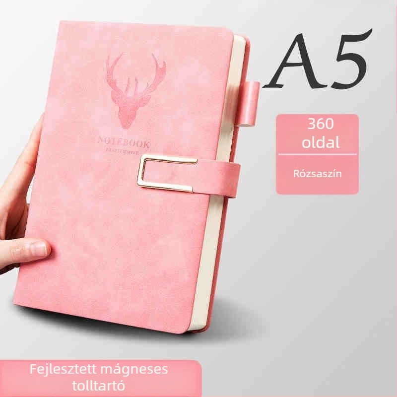 A5-ös notesz mesterséges bőr borítással, francia kötés, Dowling papír 80 g, 200–300 oldal