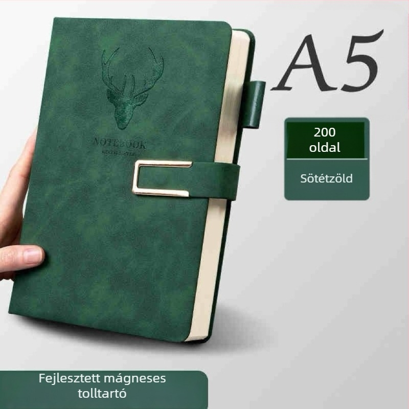 A5-ös notesz mesterséges bőr borítással, francia kötés, Dowling papír 80 g, 200–300 oldal