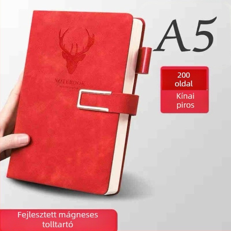 A5-ös notesz mesterséges bőr borítással, francia kötés, Dowling papír 80 g, 200–300 oldal