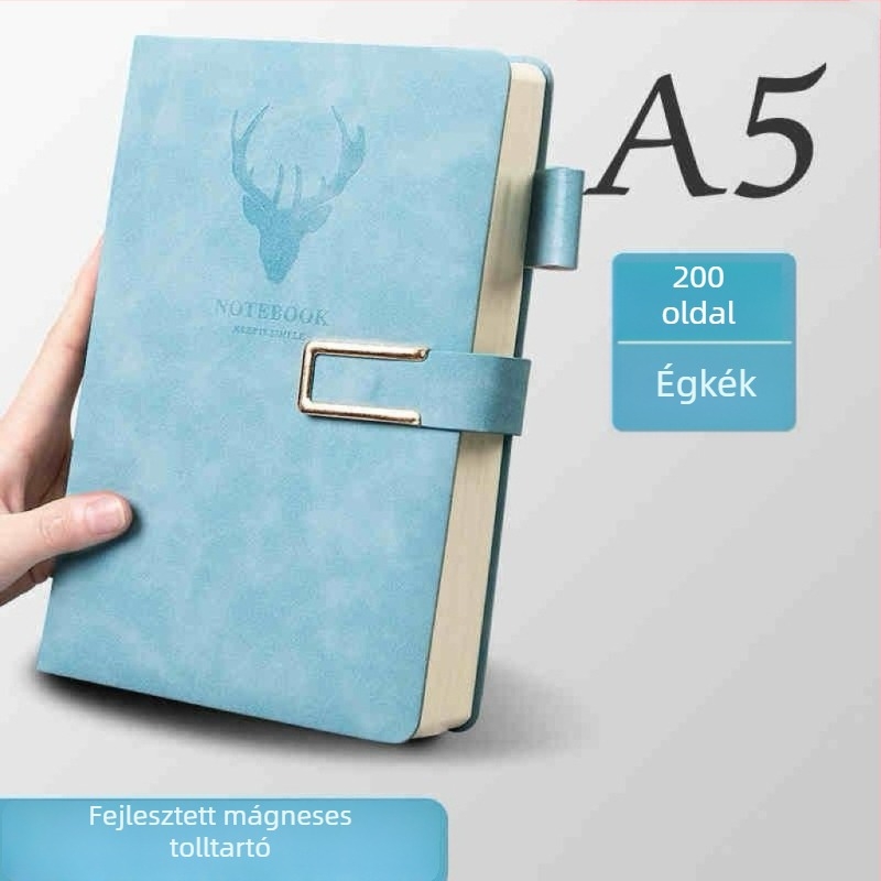 A5-ös notesz mesterséges bőr borítással, francia kötés, Dowling papír 80 g, 200–300 oldal
