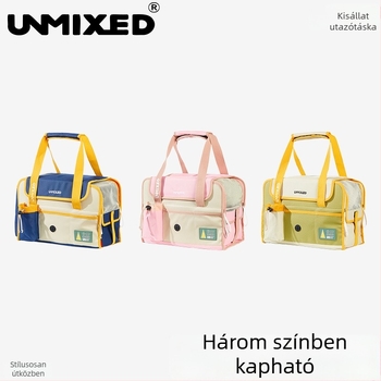 UNMIXED Koreai-stílusú egyszerű utazótáska háziállatoknak autóhoz, nagy kapacitású, foltálló vászon, kutyák és macskák számára (kicsi–közepes)