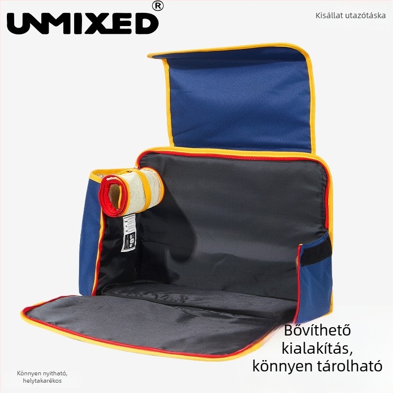 UNMIXED Koreai-stílusú egyszerű utazótáska háziállatoknak autóhoz, nagy kapacitású, foltálló vászon, kutyák és macskák számára (kicsi–közepes)