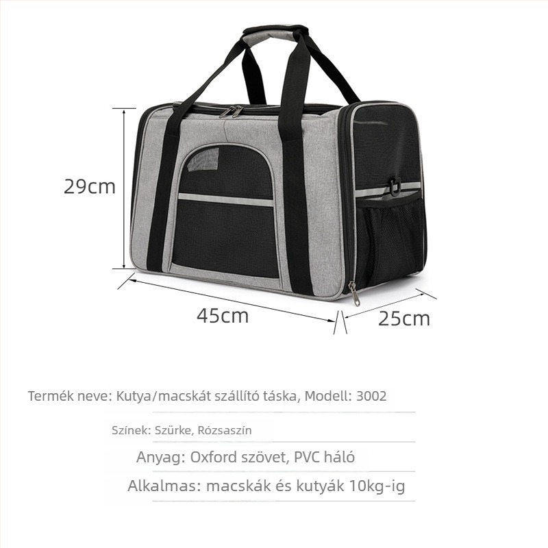 Átlátszó kisállat-táska (20L kapacitás, Oxford anyag, egyszínű minta)