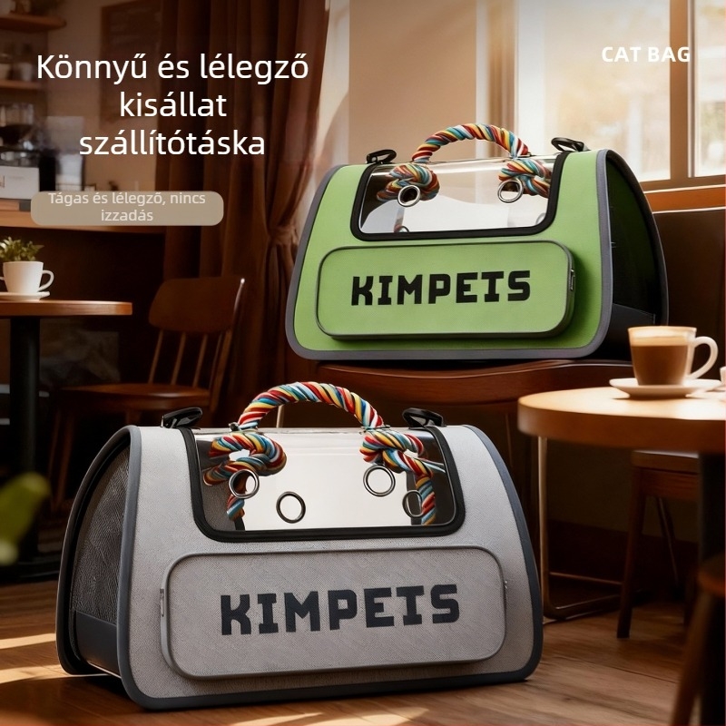 Légáteresztő kisállat hátizsák macskák és kis kutyák számára, váll- és kézi hordozó