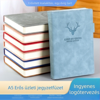 Jegyzetfüzet műbőr borítóval, ragasztott kötés, erdei papír, 80 g/m², 200–300 oldal