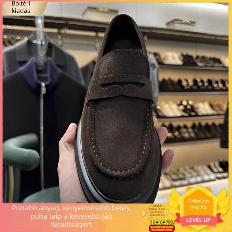 Beijiang Wolf Brand slip-on formális bőrcipő, lélegző vászon felsőrész, vastag talp, férfi üzleti stílus