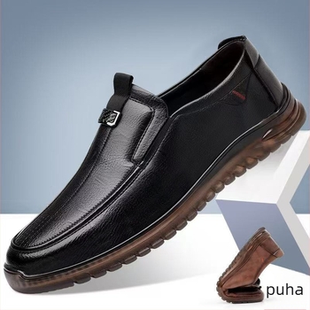 Férfi slip-on mokaszink, lélegző műbőr felsőrész, marhatekercs talp, kerek orr, lapos sarok