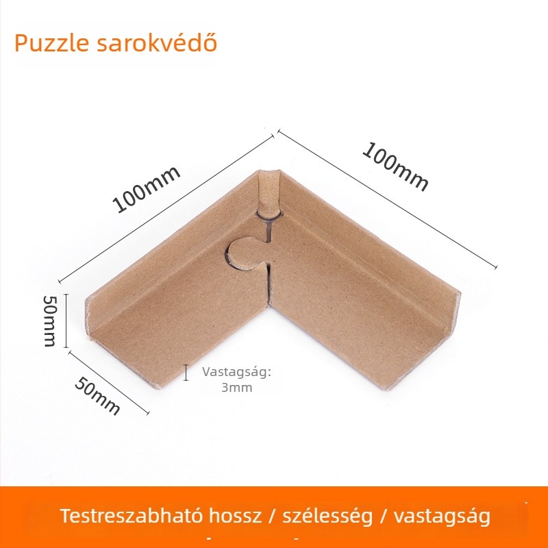 Kraft papírból készült sarkvédő zárral, 90 fokos derékszög, megerősített változat