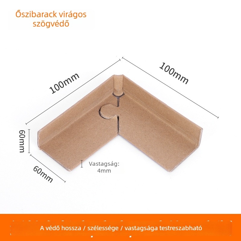 Kraft papírból készült sarkvédő zárral, 90 fokos derékszög, megerősített változat