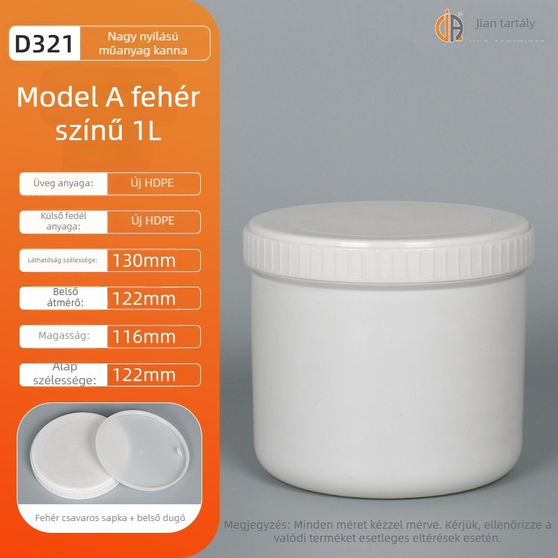 1L PP műanyag tinta tartály belső záróval és külső kupakkal, testreszabható feldolgozás, logó nyomtatás