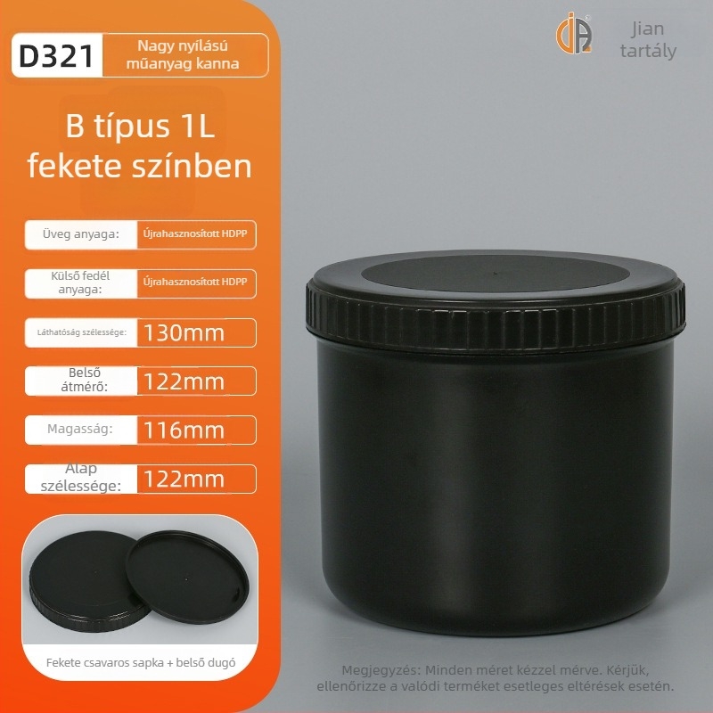 1L PP műanyag tinta tartály belső záróval és külső kupakkal, testreszabható feldolgozás, logó nyomtatás