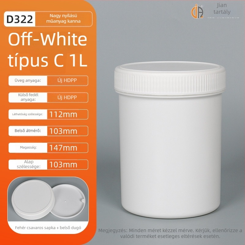 1L PP műanyag tinta tartály belső záróval és külső kupakkal, testreszabható feldolgozás, logó nyomtatás