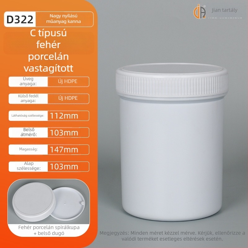 1L PP műanyag tinta tartály belső záróval és külső kupakkal, testreszabható feldolgozás, logó nyomtatás