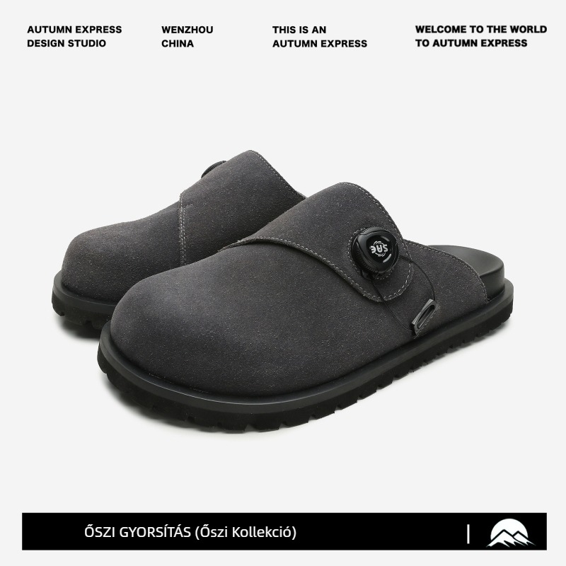Férfi nubuk bőrből készült mules, EVA talppal, slip-on stílus, nyári modell 2025