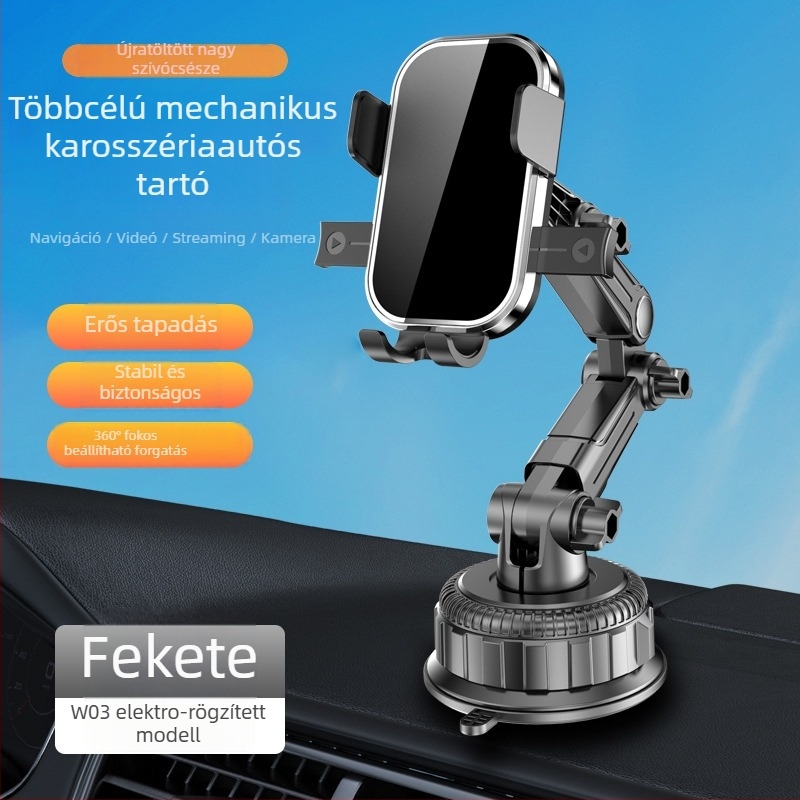 Autótelefon-tartó vákuumos csészével a műszerfalra — univerzális kompatibilitás, minimalist stílus, teljesítmény 5W