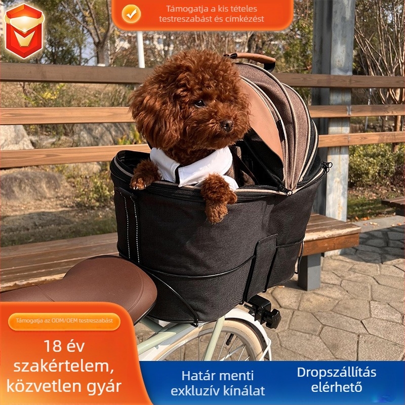 Vászonból készült kisállat-táska kerékpár hátsó üléséhez, nagy kapacitású, összecsukható, kék