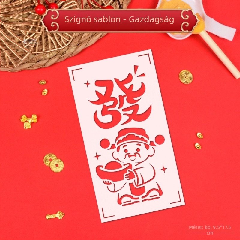 PVC DIY készlet Új Év gyerekeknek és szülőknek — Modell 03, nem importált, IP-engedély nélküli — nyomtatás és gravírozás, Fu karakter kivágott dizájnnal
