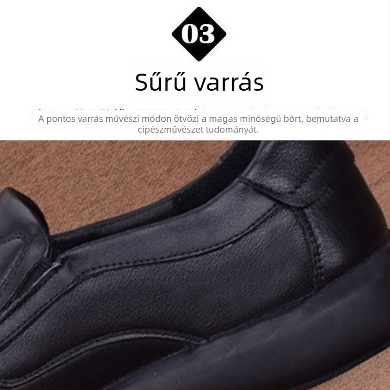 Férfi bőr loafer cipő, slip-on, csúszásmentes gumitalp, magas boka, kopásálló