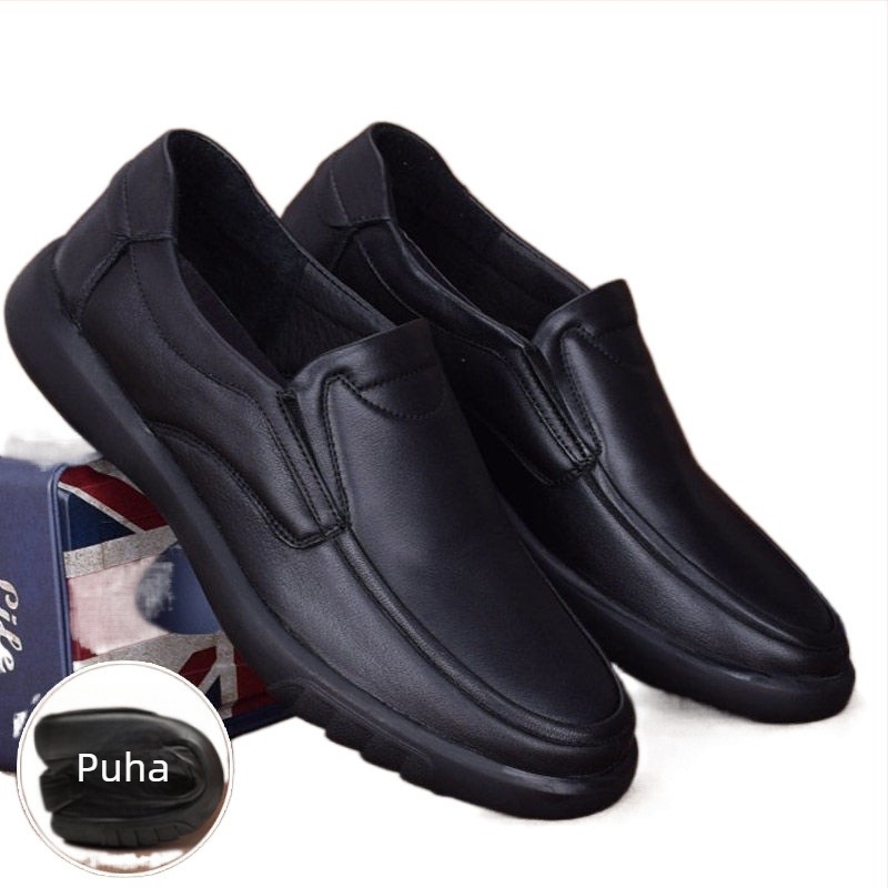 Férfi bőr loafer cipő, slip-on, csúszásmentes gumitalp, magas boka, kopásálló