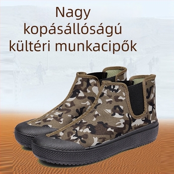 Férfiaknak magas talpú munkacipő canvas felsőrésszel, anti-slip injektált talppal, alacsony sarok, utcai stílus, ősz