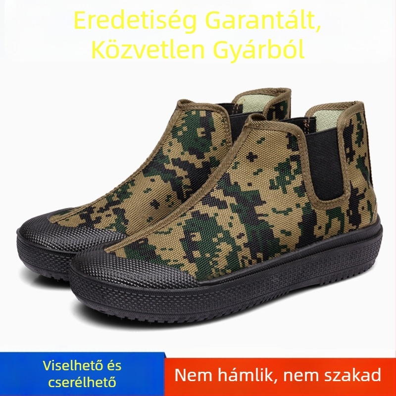 Férfiaknak magas talpú munkacipő canvas felsőrésszel, anti-slip injektált talppal, alacsony sarok, utcai stílus, ősz