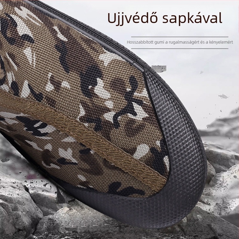 Férfiaknak magas talpú munkacipő canvas felsőrésszel, anti-slip injektált talppal, alacsony sarok, utcai stílus, ősz