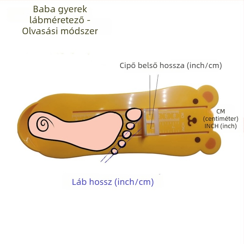 Medve formájú gyerek lábméret mérő eszköz - JT001, műanyag; AN001; alkalmas lábbeli típus 11977595930; kínai stílus