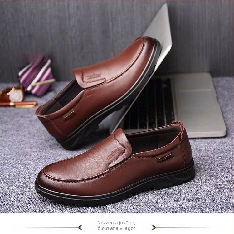 Férfi Slip-On cipő microfiber bőrrel és gumitalppal — kopásálló, csúszásmentes, hétköznapi üzleti stílus
