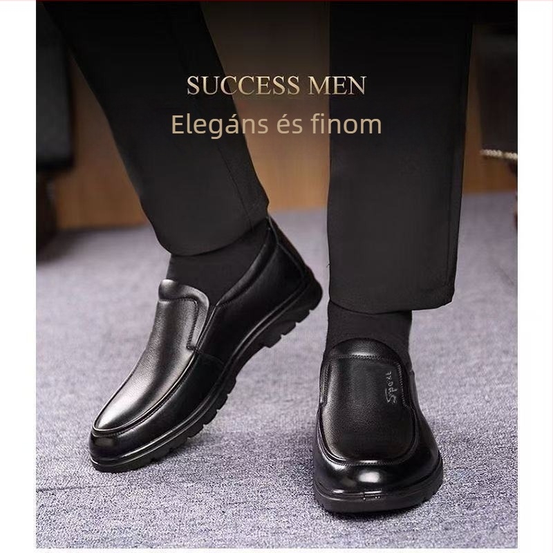 Férfi Slip-On cipő microfiber bőrrel és gumitalppal — kopásálló, csúszásmentes, hétköznapi üzleti stílus