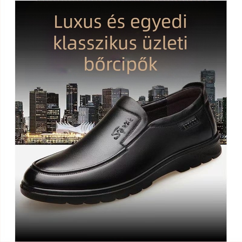 Férfi Slip-On cipő microfiber bőrrel és gumitalppal — kopásálló, csúszásmentes, hétköznapi üzleti stílus