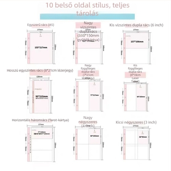 Nagy belső oldalú kártyaalbum — PP belső oldalak, 10 oldal, három- vagy hatszögű lyukakkal