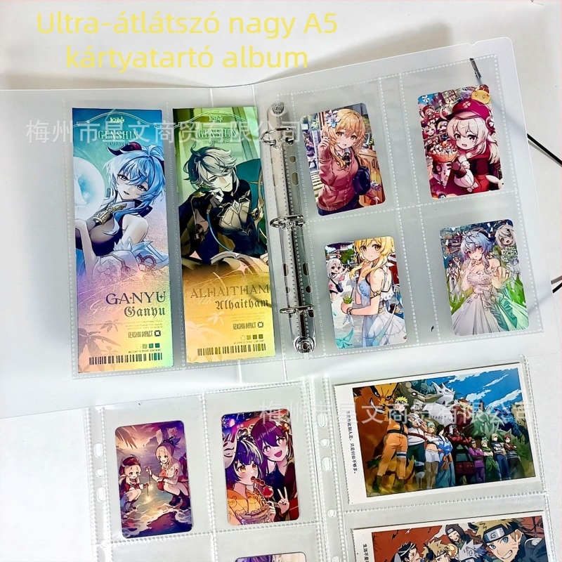 Nagy belső oldalú kártyaalbum — PP belső oldalak, 10 oldal, három- vagy hatszögű lyukakkal