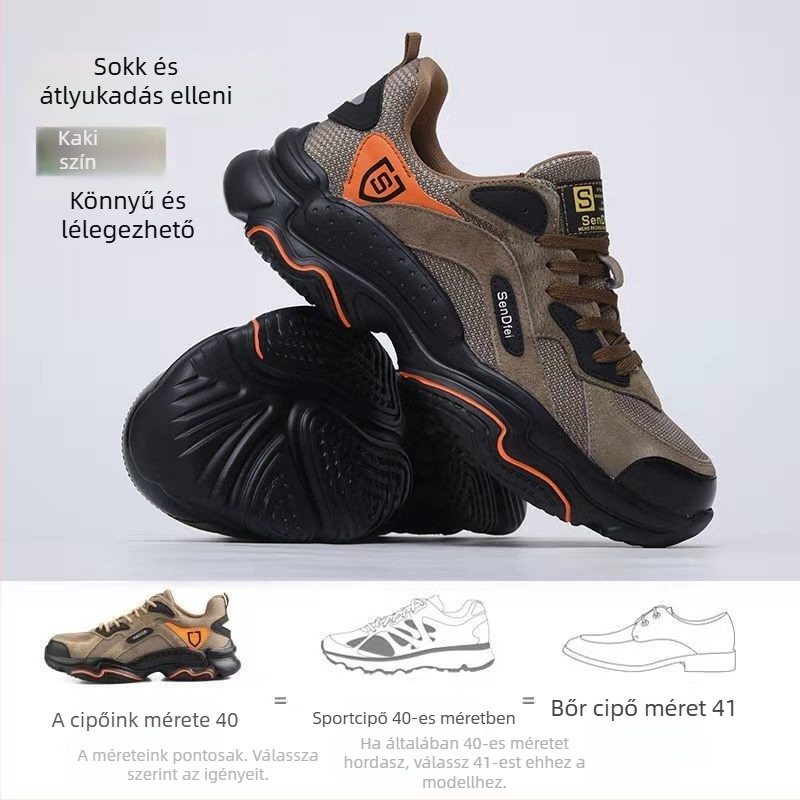 Lélegző védőcipő – perforáció elleni és ütésálló, alacsony felsőrész, műhely és építkezéshez, márka Bunker Hill