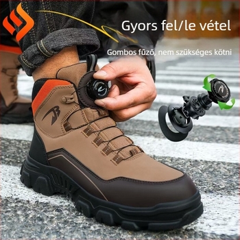 Magas szárú túrabakancs acél orr védelemmel, ütés- és perforáció elleni védelem, anyaga mikroszálas bőr + vászon