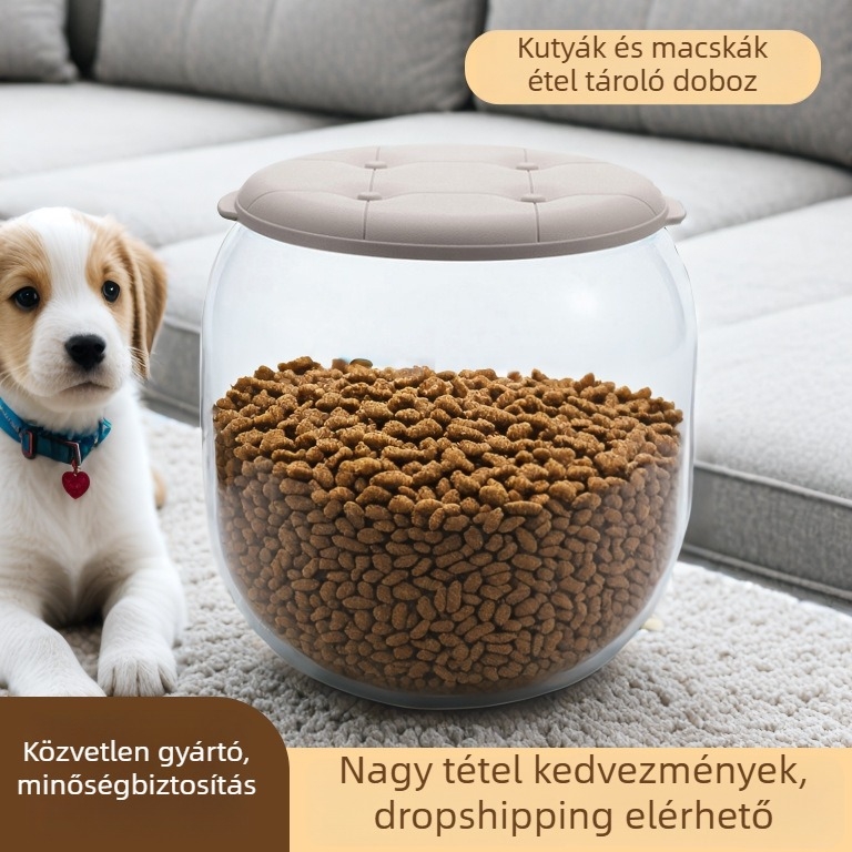 Tiantao Háziállat eledel tároló, PET+PP, zárható, otthoni használatra, kutya és macska étel