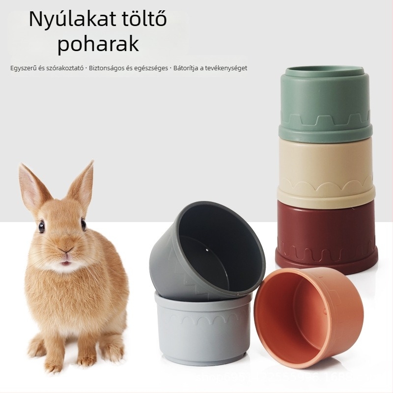 Nyúl harapós puzzle játék pohárral – műanyag, MOOI skills márka, oktató játék