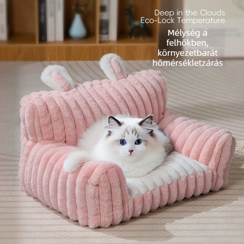 Nyuszifülű macskakanapé — textil, egész éves használat, macskák és kutyák számára, melegen tart, háziállat-fészek