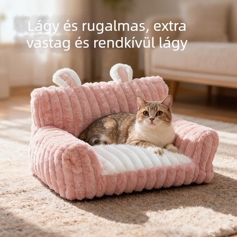 Nyuszifülű macskakanapé — textil, egész éves használat, macskák és kutyák számára, melegen tart, háziállat-fészek