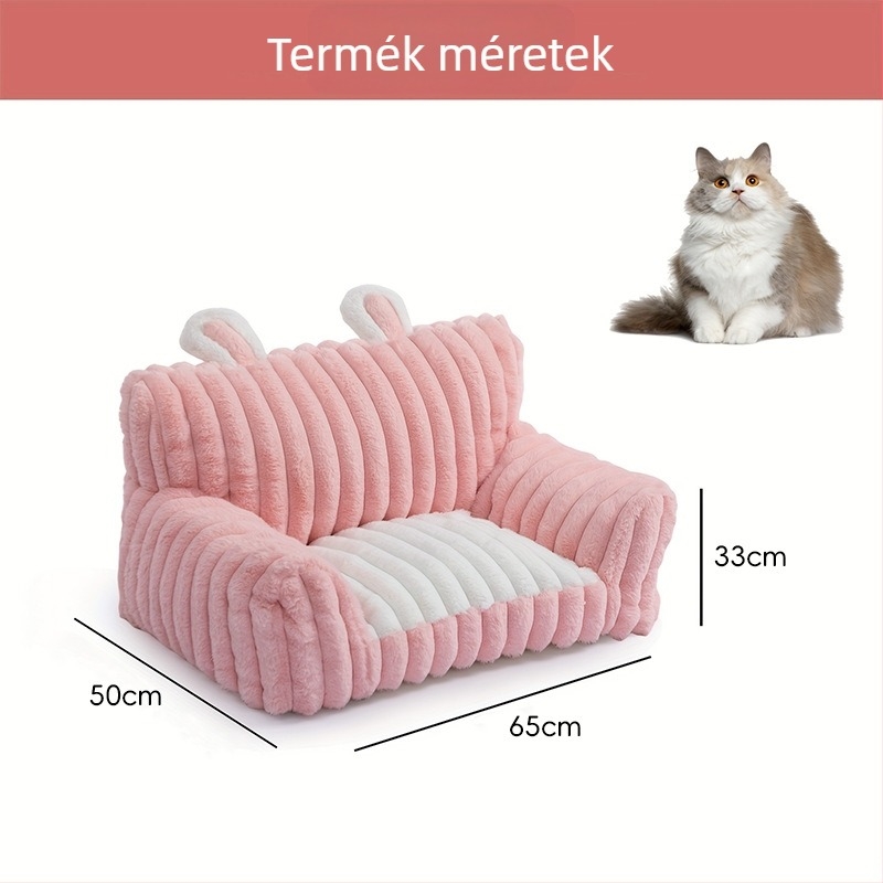 Nyuszifülű macskakanapé — textil, egész éves használat, macskák és kutyák számára, melegen tart, háziállat-fészek