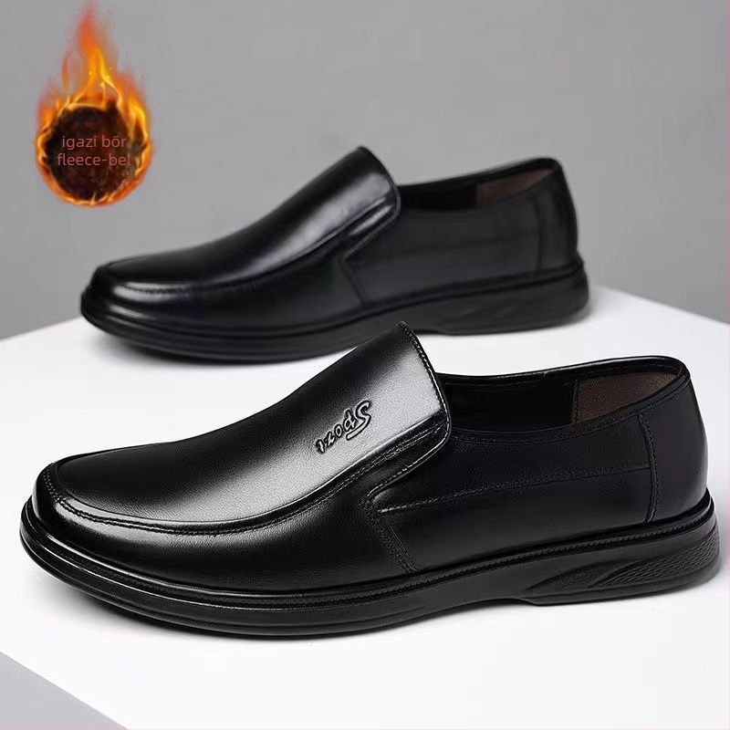 Férfi nubuk slip-on mokaszink TPU talppal, gyapjú belső talppal, csúszásmentes és meleg