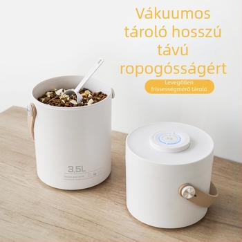 Háziállatok számára vákuumos élelmiszer-tároló konténer, molymentes, oxidáció elleni védelem, nedvességálló, antibakteriális, ABS műanyagból, kapacitás 2L/3.5L, ideális rizs, tea és kávébabok tárolására