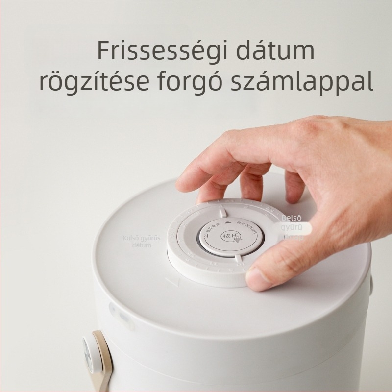 Háziállatok számára vákuumos élelmiszer-tároló konténer, molymentes, oxidáció elleni védelem, nedvességálló, antibakteriális, ABS műanyagból, kapacitás 2L/3.5L, ideális rizs, tea és kávébabok tárolására