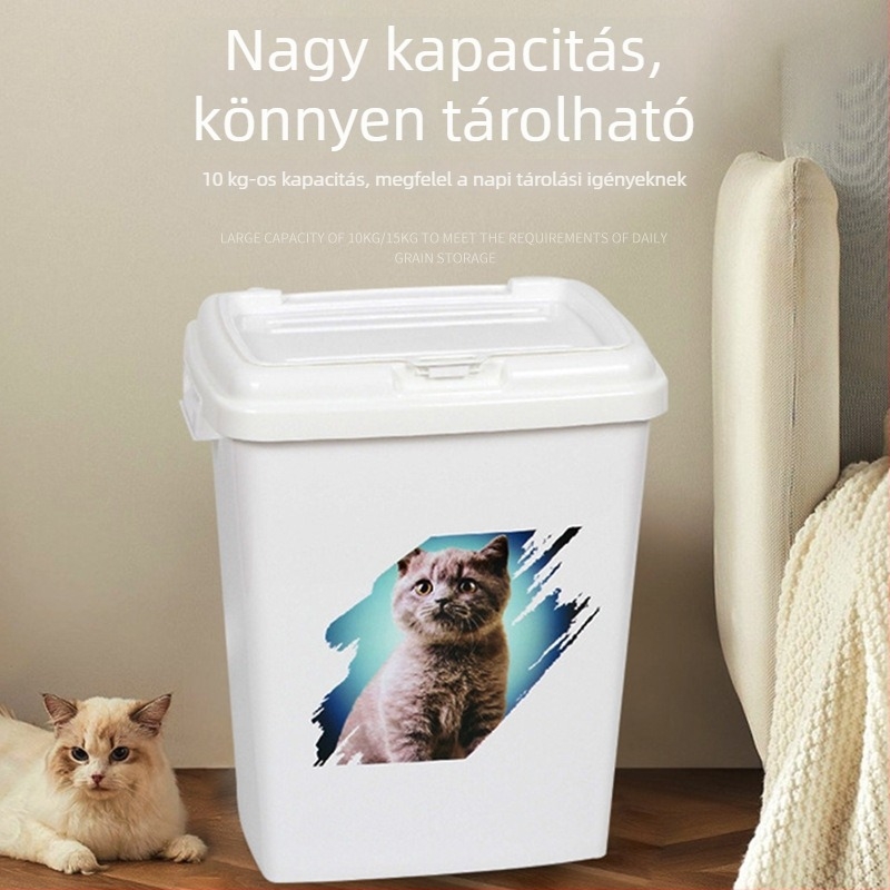 Pet Ledo műanyag kutyaeledel-tároló, 10 kg, Flip-Top záródású, dupla fedél, nedvességálló