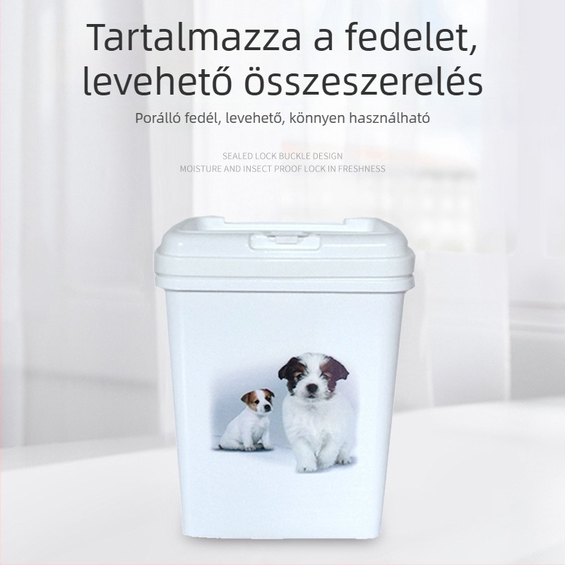 Pet Ledo műanyag kutyaeledel-tároló, 10 kg, Flip-Top záródású, dupla fedél, nedvességálló