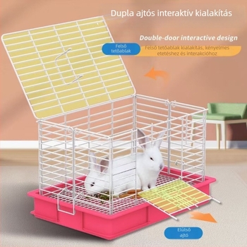 Nagy belső nyúlketrec, tágas kialakítással, vizeletfröccsenés elleni védelemmel, alkalmas tengerimalacok számára, beltéri használatra