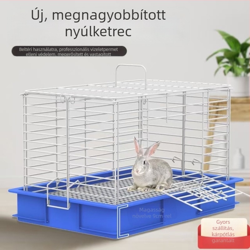 Nagy belső nyúlketrec, tágas kialakítással, vizeletfröccsenés elleni védelemmel, alkalmas tengerimalacok számára, beltéri használatra