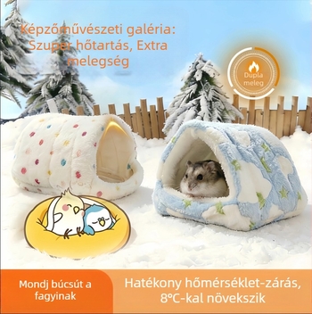 Hamster téli meleg pamutfészek — háromszög alakú, természetes stílus, beltéri használatra.