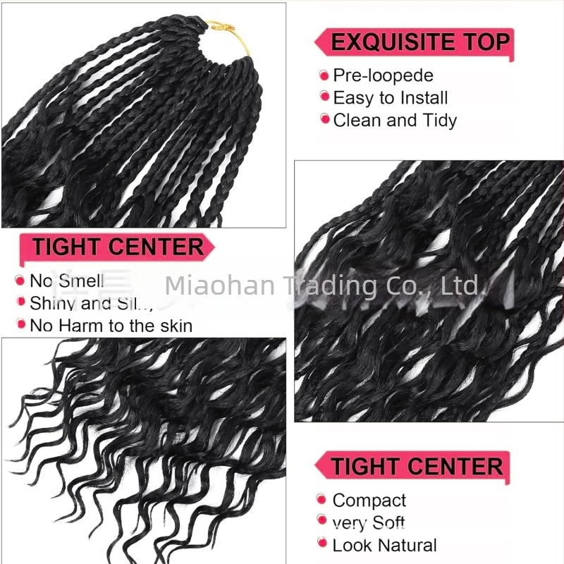 River Locs Box Braiding Bohemian Hair – Miaohan háromszálas box fonat, bohem stílusú paróka